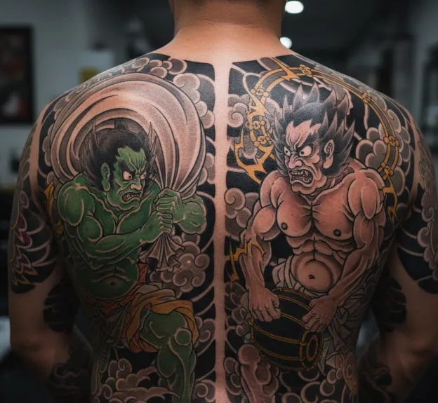 Raijin and Fujin Tattoo Meaning: Thunder, Wind, and the Dual Forces of Life