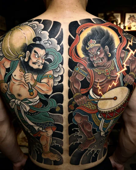 Raijin and Fujin Tattoo Meaning: Thunder, Wind, and the Dual Forces of Life
