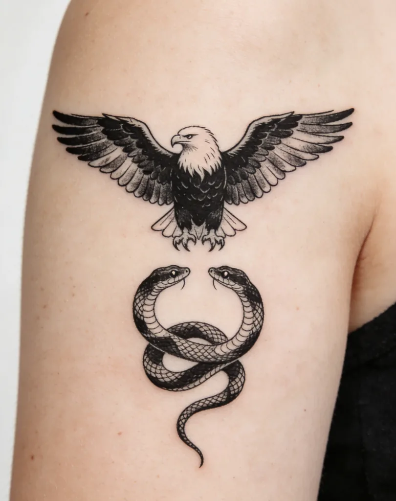 The Deep Meaning Behind Snake and Eagle Tattoos: Not Just Conflict, But Balance.